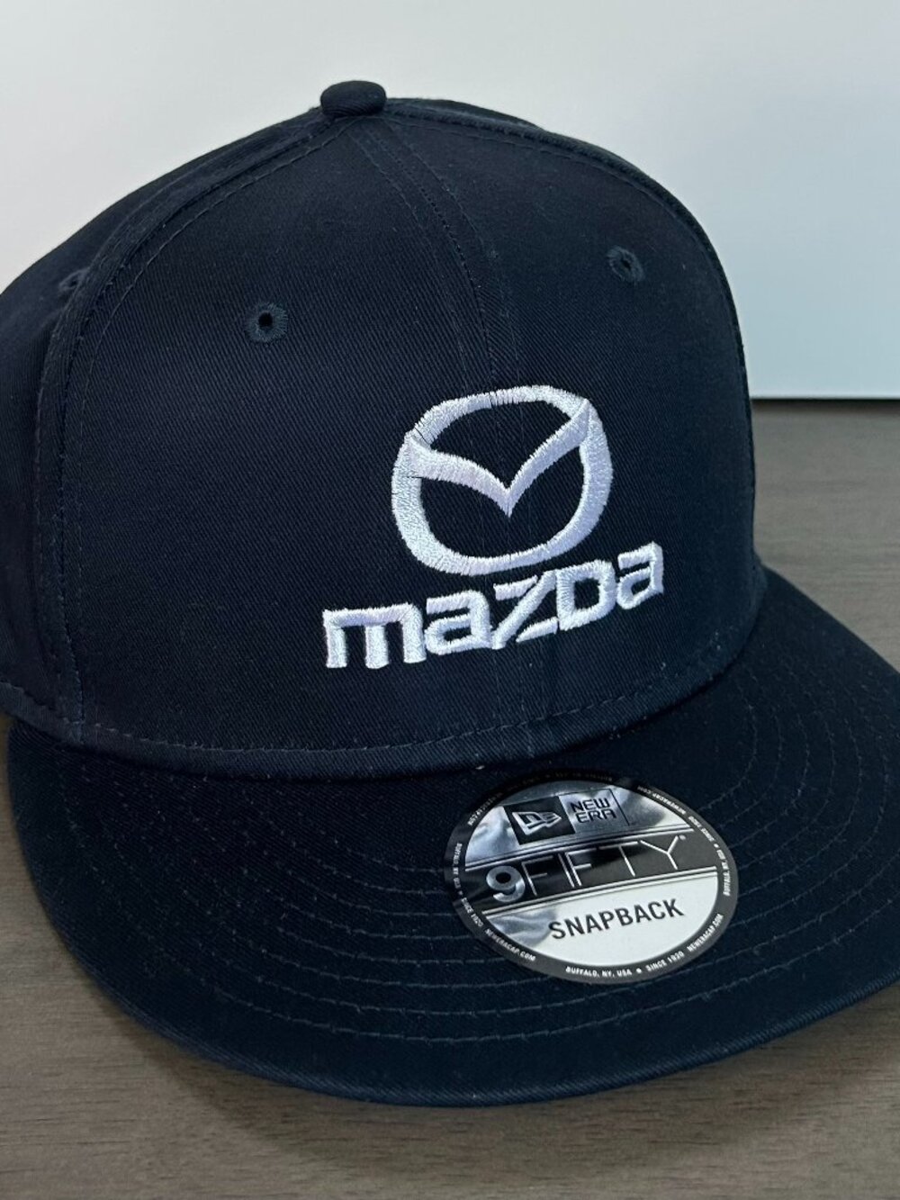 New Era Mazda Car Logo Embroidered 9FIFTY Black Snapback Hat Adjustable NWT